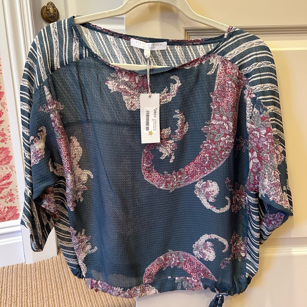Burning Torch Printed Silk Blouse